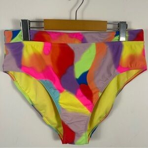 💕NOBO Colorful High-Waisted Bikini Bottoms XL NWOT